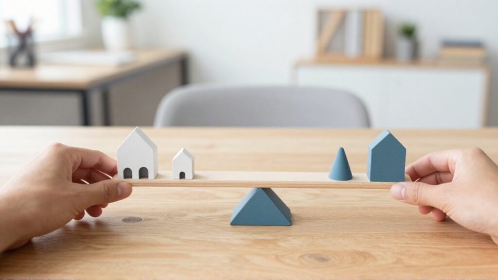 Unas manos ajustan modelos arquitectónicos